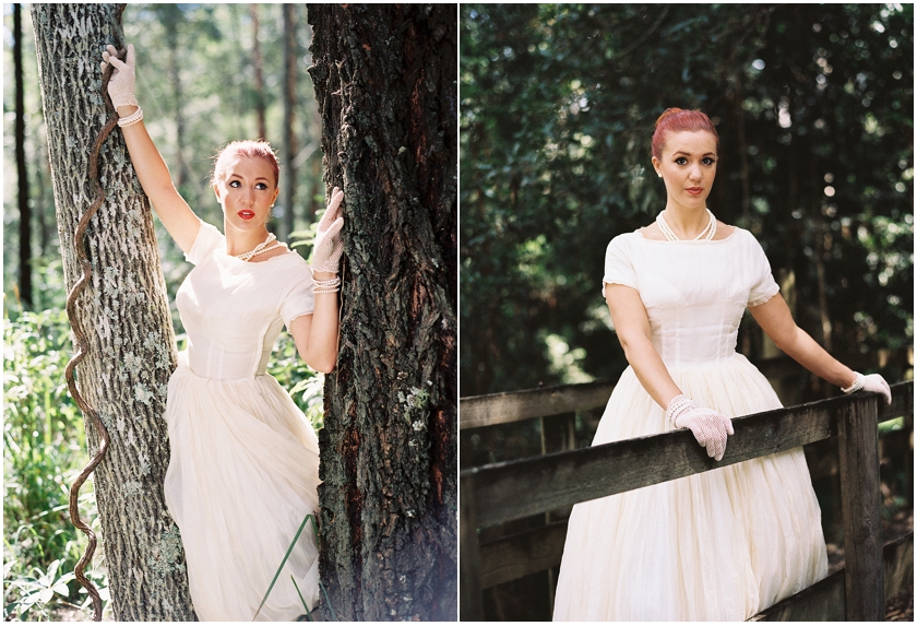 Two shots of bridal gown shot on film